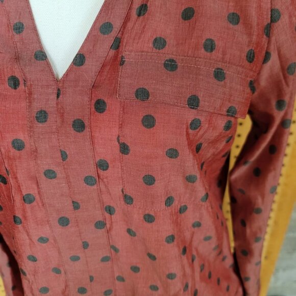 Express The Portofino Shirt Womens Slim Fit SmallRed Black Polka Dot - Picture 3 of 3